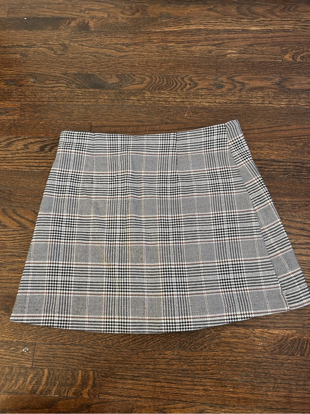 Divided Plaid Mini Skirt - Black & White
